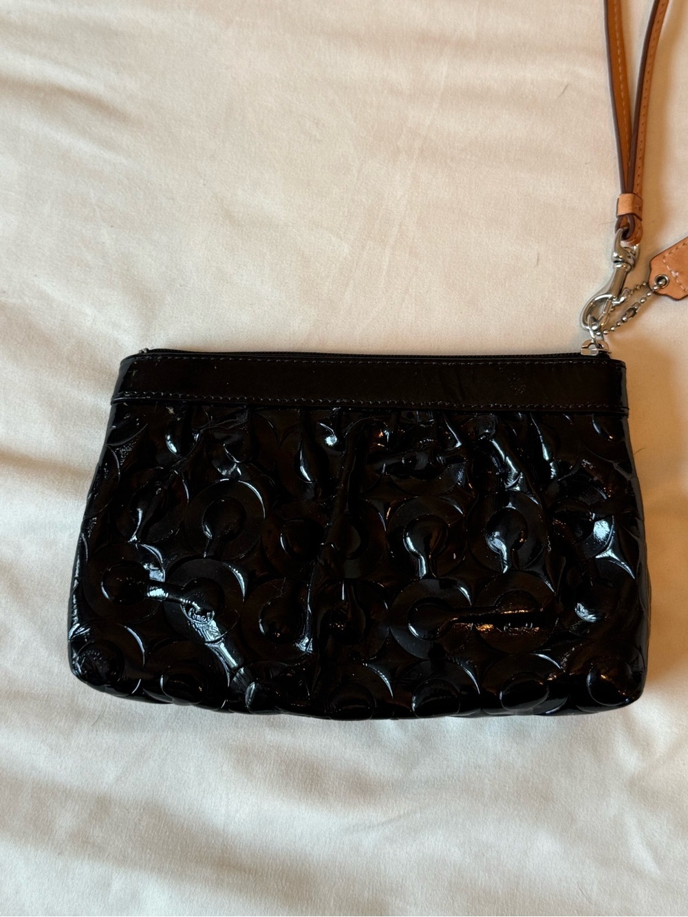 COACH | Signature C Black Patent Leather Wristlet - Picture 3 of 7